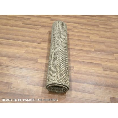 2'X3' Brown Hand Knotted Modern Grass Design Mat Wool Small Oriental Rug