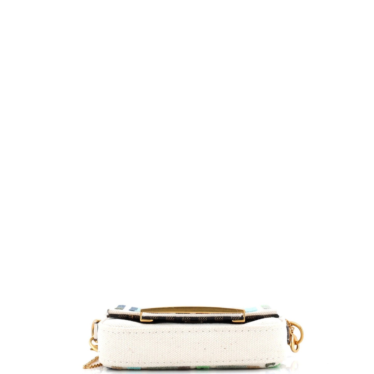 Fendi Chain Baguette Charm Bag Zucca Embroidered Canvas Nano