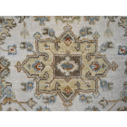 2'9"X17'10" Ivory Shiny Wool Hand Knotted Karajeh Design Xl Runner Rug