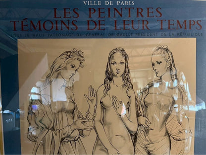 Lonard Foujita -1960 Lithograph Poster "Les Trois Grces" Muse Galliera Paris