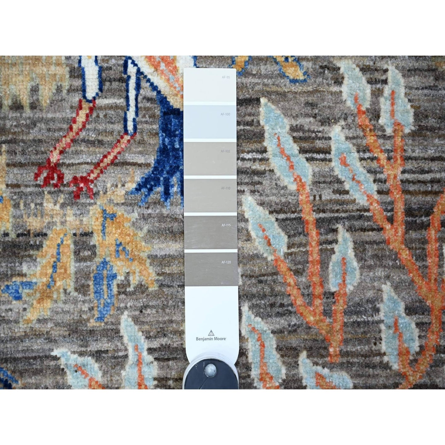 3'1"X4'10" Vampire Gray Soft Wool Hand Knotted Afghan Peshawar Rug
