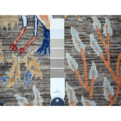 3'1"X4'10" Vampire Gray Soft Wool Hand Knotted Afghan Peshawar Rug