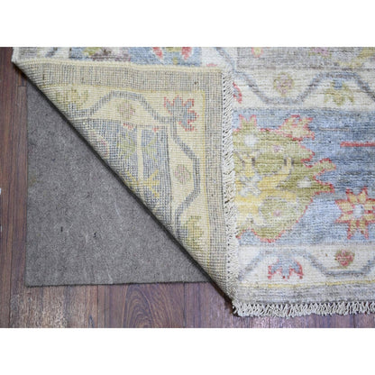 8'1"X9'10" Cloud Gray Afghan Angora Oushak Soft Wool Hand Knotted Rug