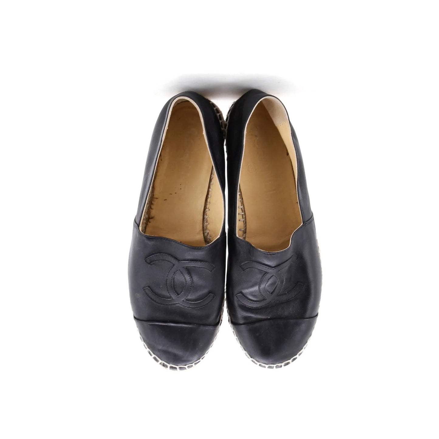 Chanel Women'S Cc Cap Toe Espadrilles Leather