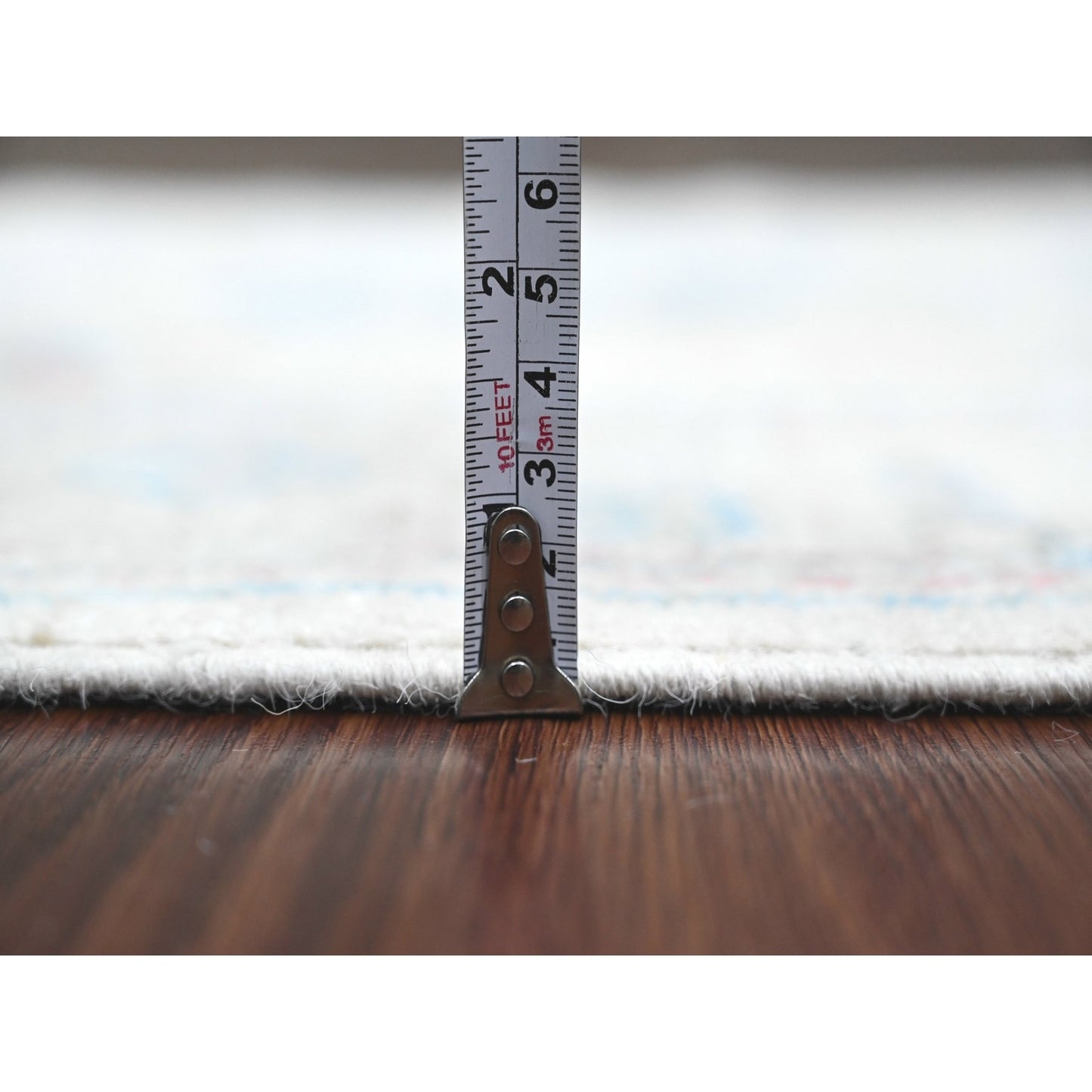 Rug 2'10"x11'7" White Hand Knotted Angora Oushak Leaf Design Wool Runner