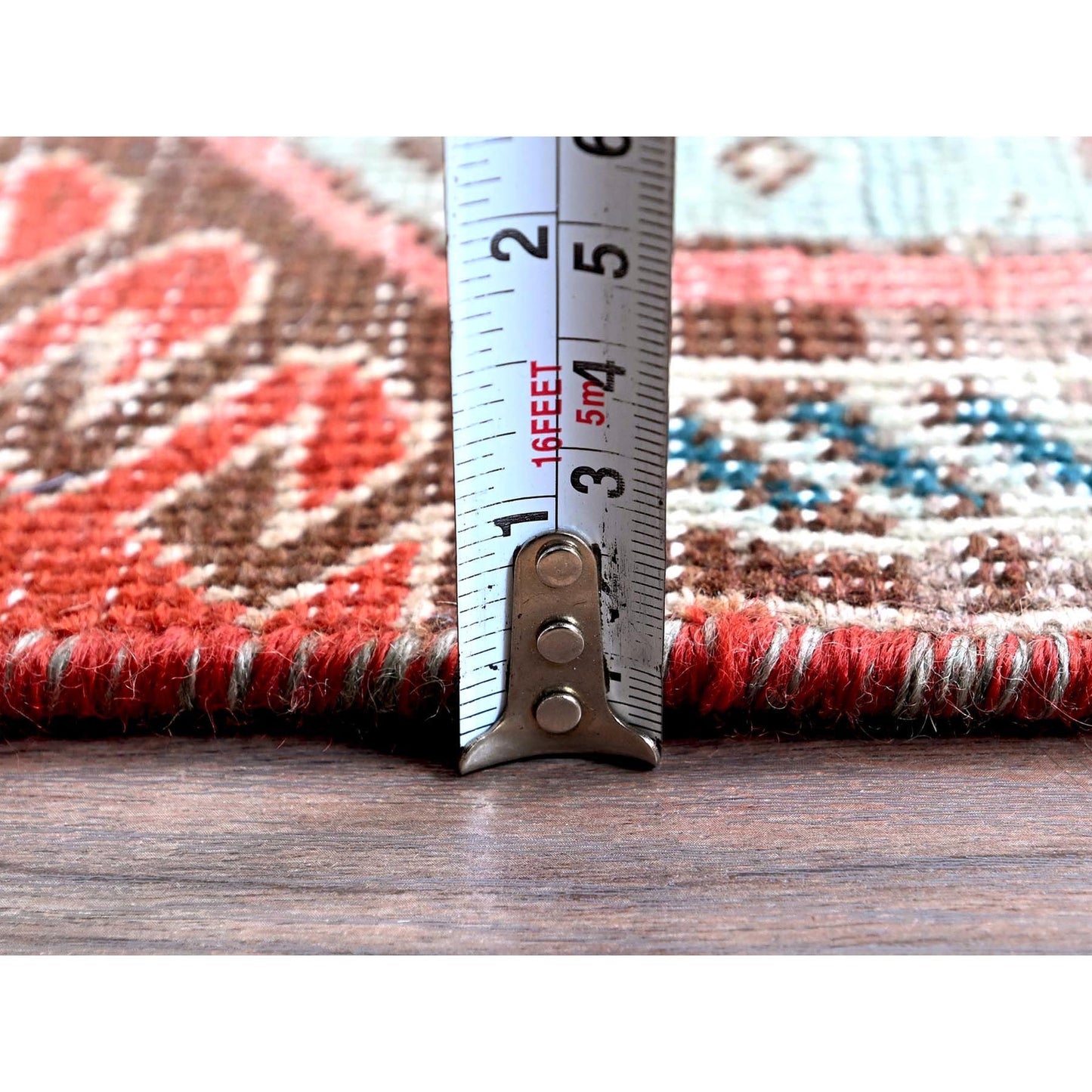 2'7"X9'3" Ajax Red Vintage Zoroastrian Hand Knotted Pure Wool Runner Rug