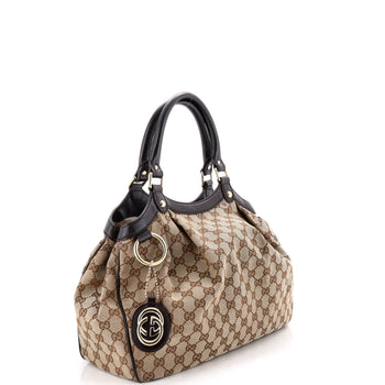 Gucci Sukey Tote Gg Canvas With Leather Medium