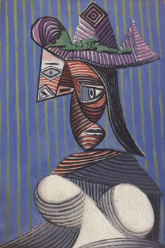Pablo Picasso Bust Of A Woman Wearing A Striped Hat 