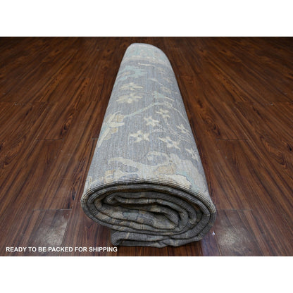 10'2"X14' Sabre Gray Peshawar Mahal Design Hand Knotted Wool Oriental Rug