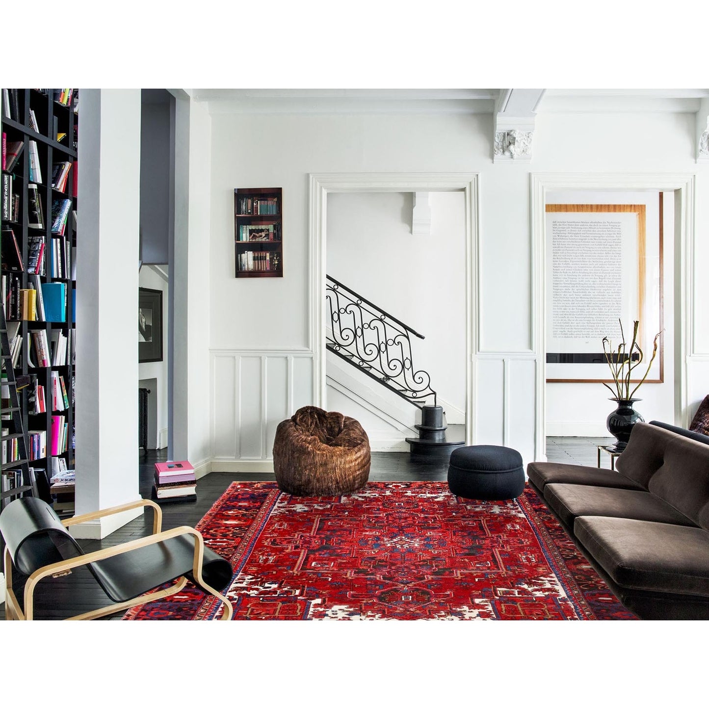 7'10"X11'9" Red Hand Knotted Semi Antique Zoroastrian Heris Pure Wool Rug