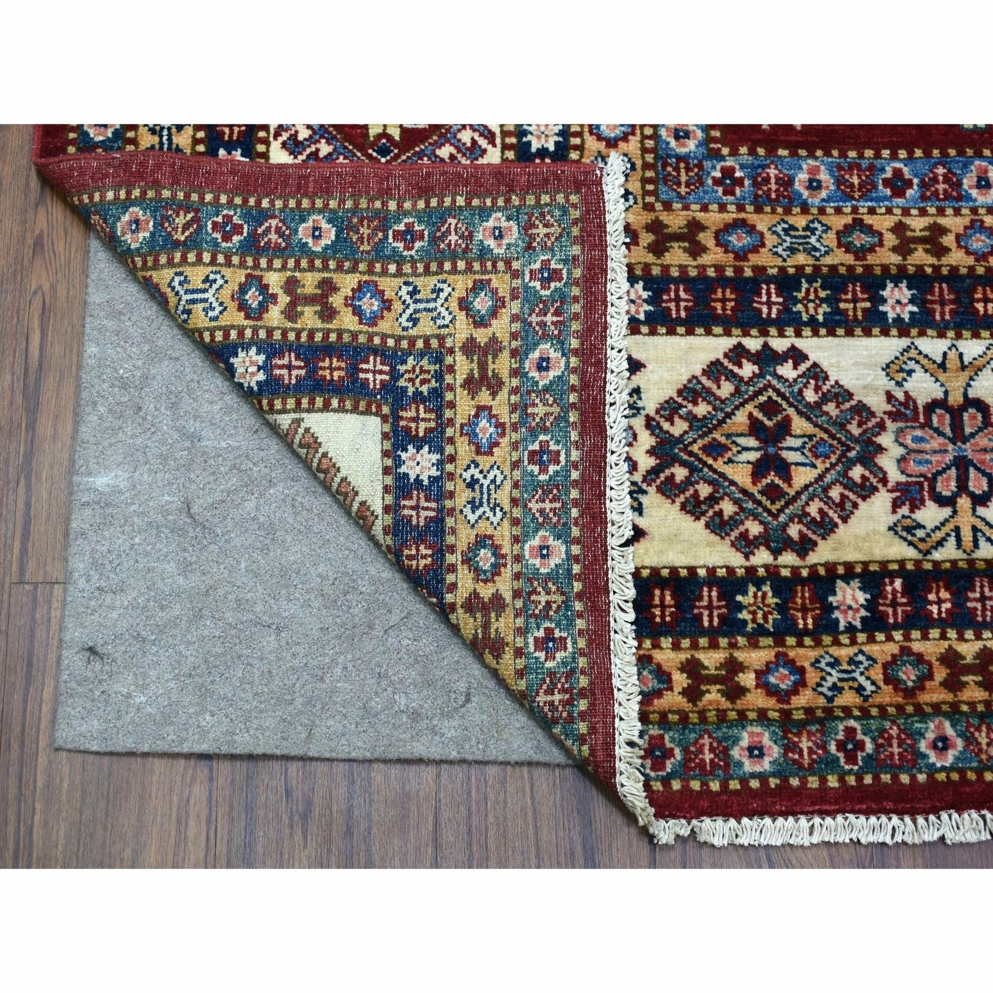 8'1"X10' Deep Red Soft Afghan Wool Hand Knotted Super Kazak Rug