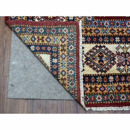 8'1"X10' Deep Red Soft Afghan Wool Hand Knotted Super Kazak Rug