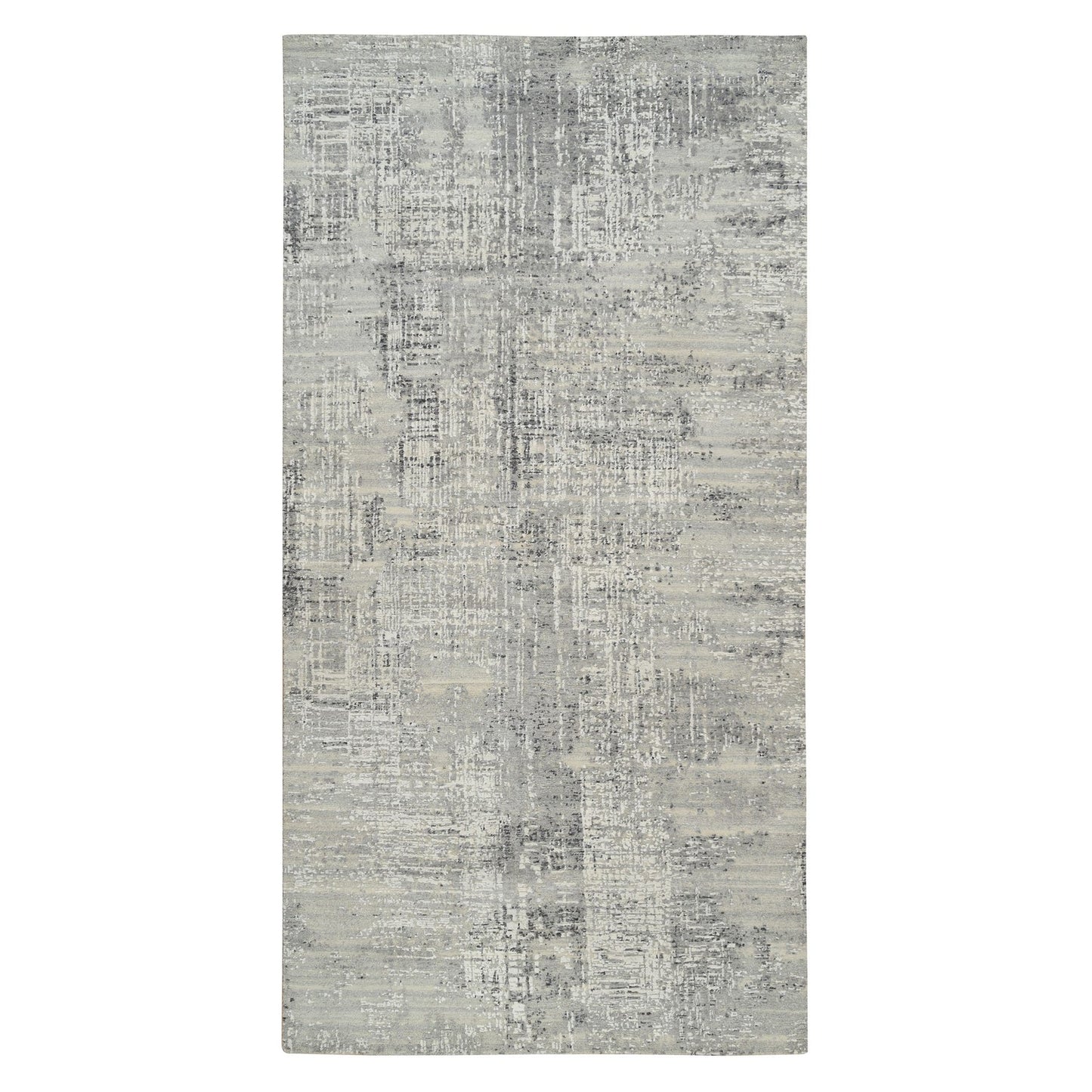 6'X11'10" Gray Wool Hand Knotted Modern Design Gallery Size Runner Rug