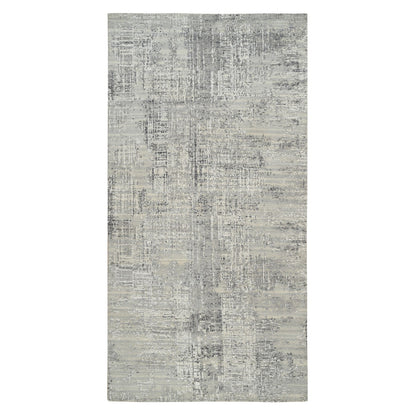 6'X11'10" Gray Wool Hand Knotted Modern Design Gallery Size Runner Rug