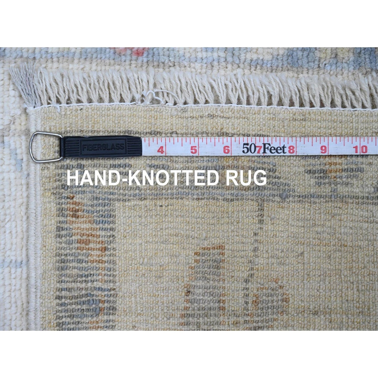 Rug 2'x3' White Afghan Angora Oushak Floral Pattern Hand Knotted Wool Mat