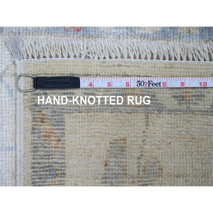 Rug 2'x3' White Afghan Angora Oushak Floral Pattern Hand Knotted Wool Mat