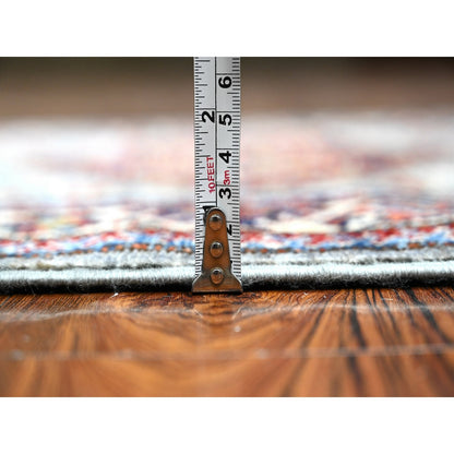 2'5"X6'10" Whale Gray Super Kazak Tribal Elements Hand Knotted Runner Rug