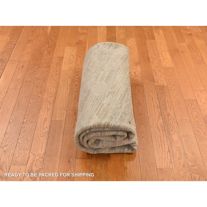 8'1"X8'1" Gray Undyed Natural Wool Modern Hand Knotted Round Rug