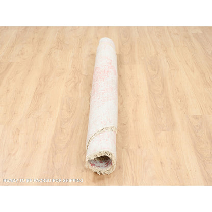 6'X6' Hand Knotted Pink Broken Farsian Design Wool And Silk Round Rug