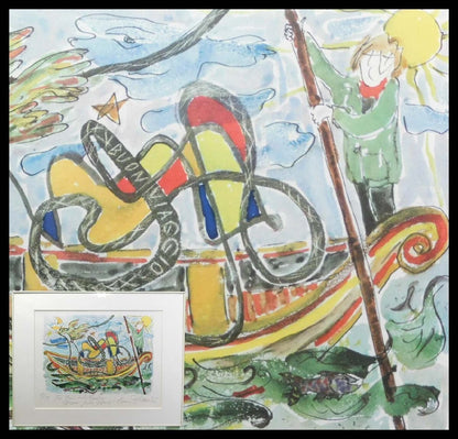 Jakob Dimitri " Clown  " Original Lithograph Pencil Signed Ed99 Swiss Artist