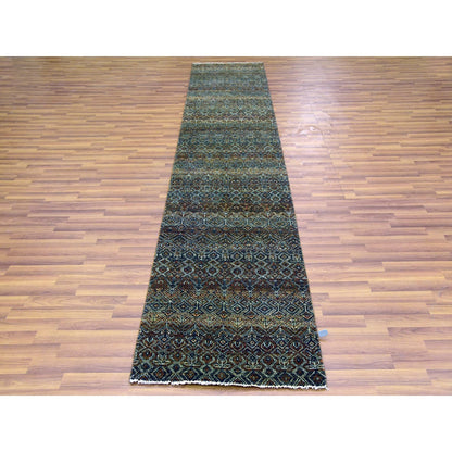 2'6"X12' Brown Hand Knotted Kohinoor Herrita Design 100% Wool Runner Rug