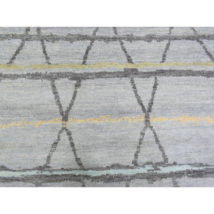 10'X13'9" Light Gray Hand Knotted Boujaad Moroccan Berber Design Wool Rug