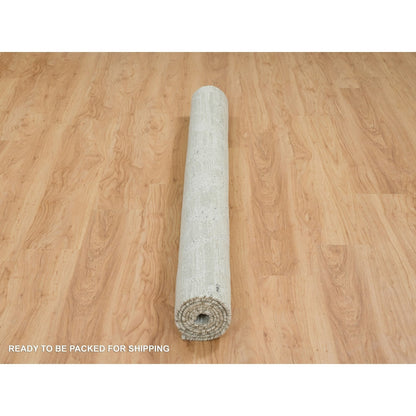6'1"X6'2" Ivory Modern Design Undyed Natural Wool Hand Knotted Square Rug