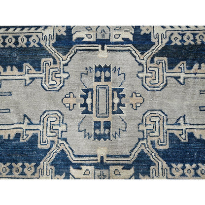 6'X9' Cloud Gray Seeripe Heris Medallion Design Pure Wool Hand Knotted Rug