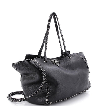 Valentino Garavani Rolling Rockstud Tote Leather With Cabochons Medium
