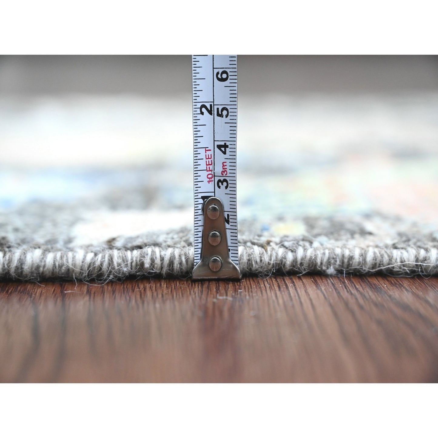 2'X6'2" Gray Hand Knotted Afghan Peshawar Birds Design Wool Runner Rug