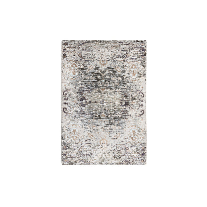 2'1"X3' Gray Hand Knotted Transitional Farsian Silk With Wool Mat Rug