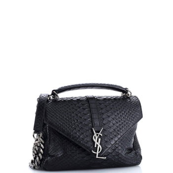 Saint Laurent Classic Monogram College Bag Python Embossed Leather Medium