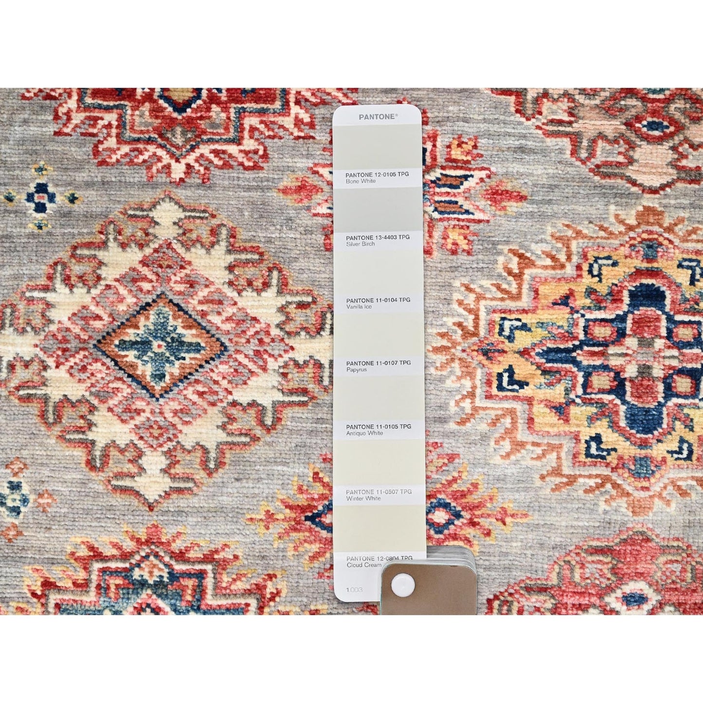 4'9"X6'7" Gray Hand Knotted Afghan Super Kazak 100% Wool Oriental Rug