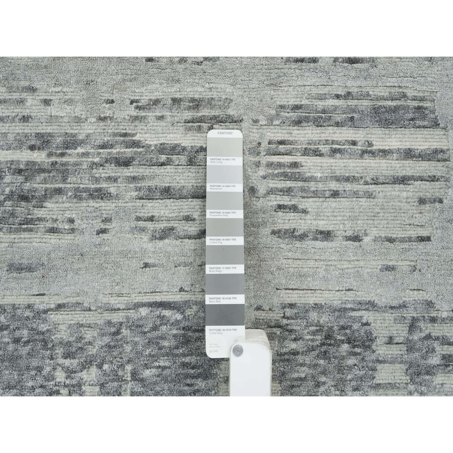 6'1"X9'2" Dark Grey Hand Knotted Undyed Natural Wool Oriental Rug