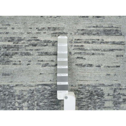 6'1"X9'2" Dark Grey Hand Knotted Undyed Natural Wool Oriental Rug