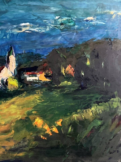 Laszlo Lidovitch The White Church Original Oil Painting Landscape Hungary