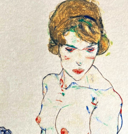 Egon Schiele, Lithograph From An Painting Coa Signed In Pen Numbered