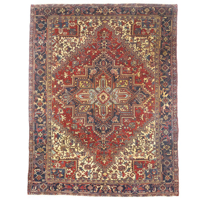 8X11 Ft Handmade Vintage Oriental Rug Red Floral