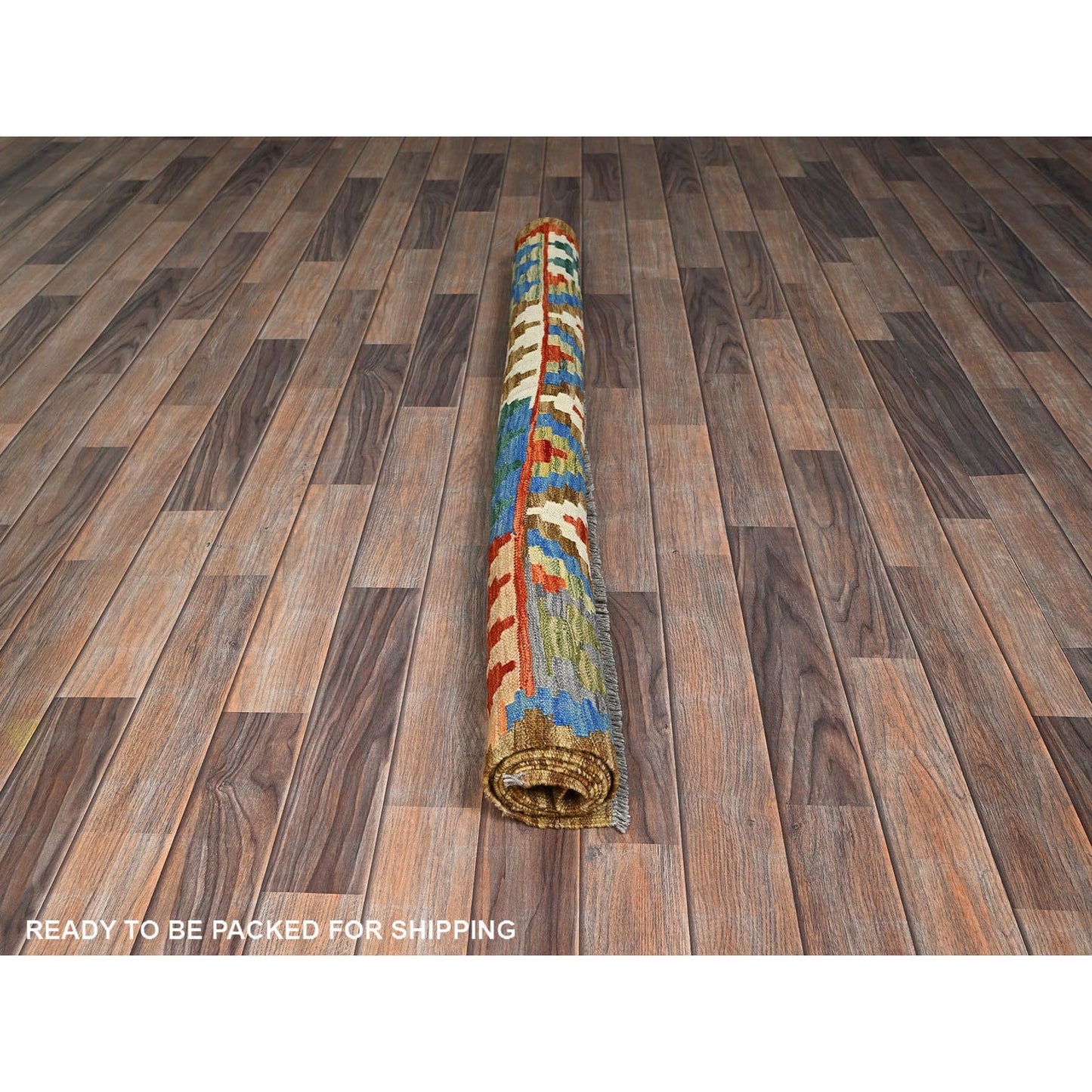 5'X6'7" Ivory Afghan Kilim Geometric Pure Wool Flat Weave Hand Woven Rug