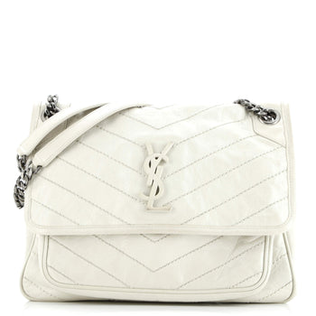 Saint Laurent Niki Chain Flap Bag Matelasse Chevron Leather Medium
