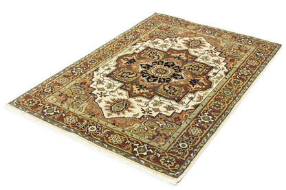 Handmade Heriz Serapi Geometric Wool Rug Tribal Oriental Decor Carpet 4X6 ft