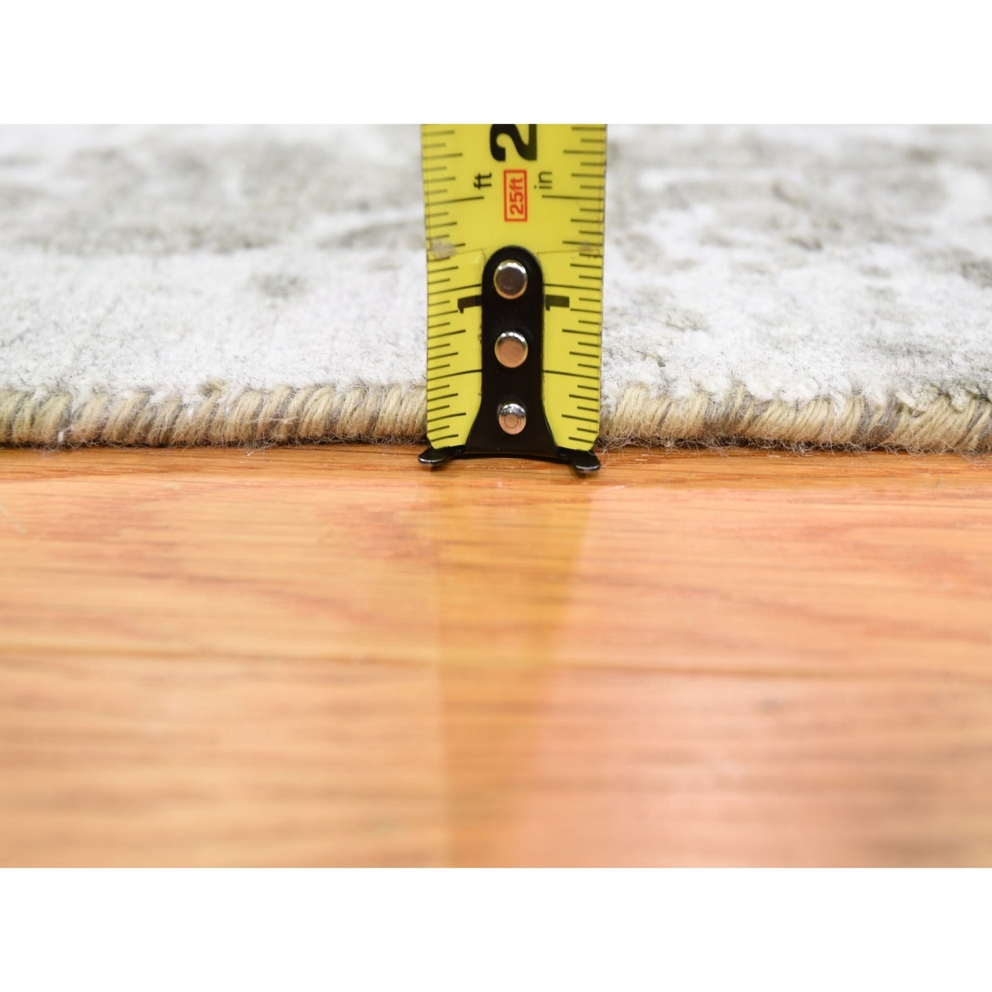 3'2"X5'1" Gray Broken Zoroastrian Design Hand Knotted Wool And Silk Rug