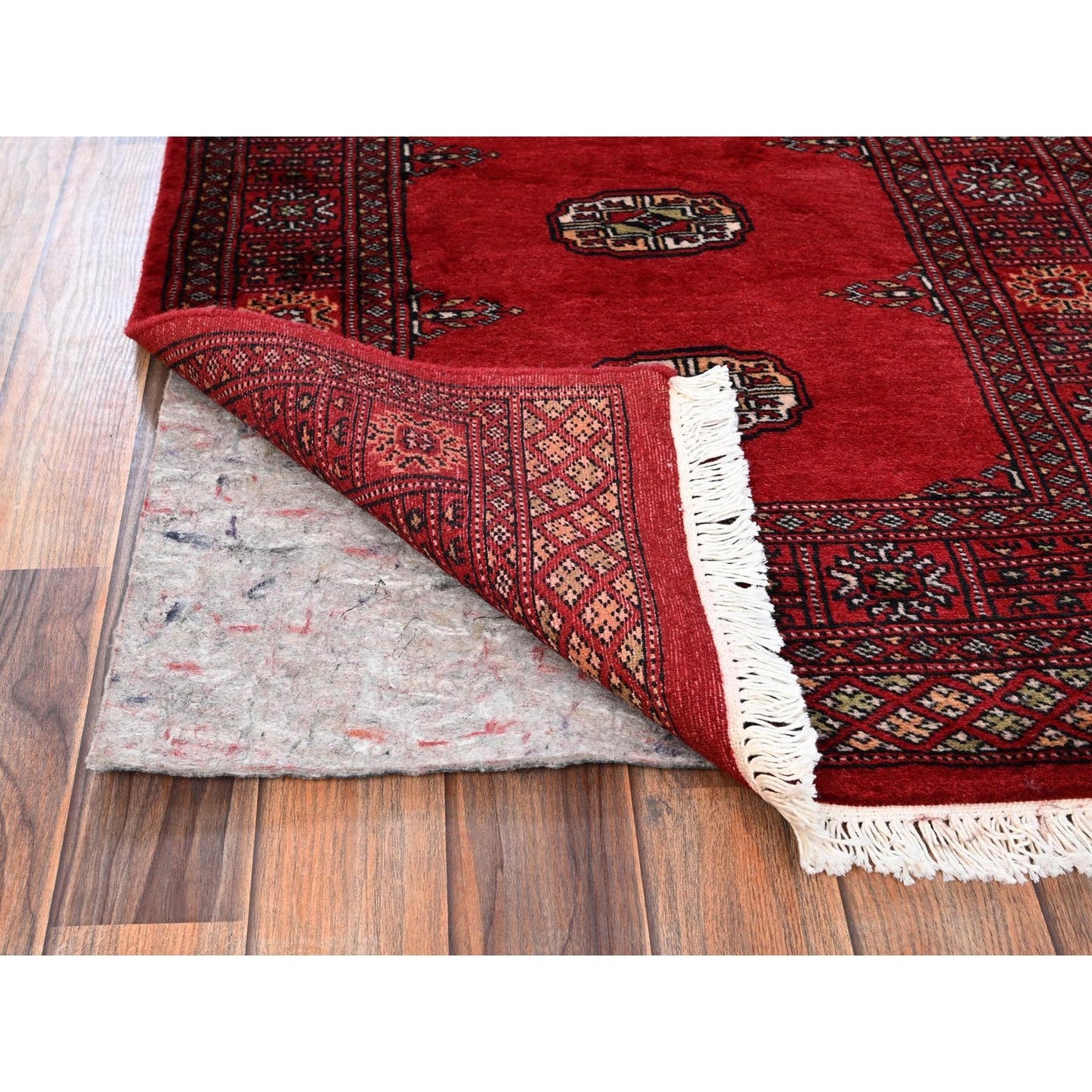 2'6"X9'10" Red Hand Knotted Rug Princess Bokara Tribal Medallions Wool