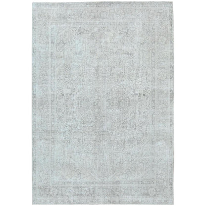 6'5"X9'4" Gray Old Farsian Hand Knotted Worn Down Wool Distressed Rug