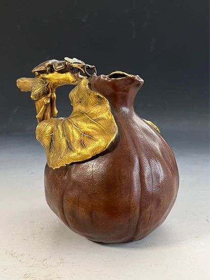 Christofle Bronze Vase By Henri Varenne 1900C Vines And Stag Beetles