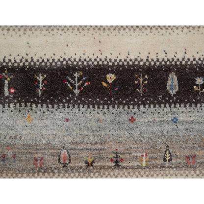 Rug 2'x3'1" White Hand Knotted Lori Buft Tree Design Wool Mat Oriental