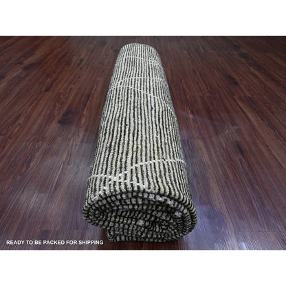 8'X10' Brown Moroccan Weave Geometric Design Hand Knotted Soft Wool Rug