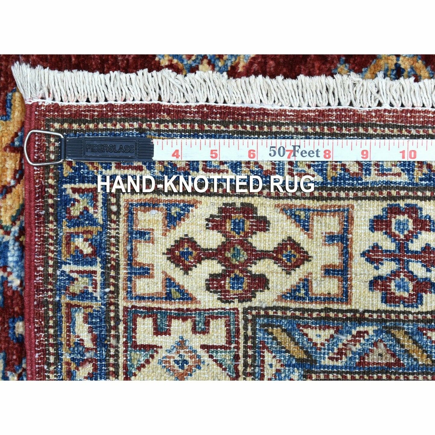 2'7"X8'10" Wool Hand Knotted Red Super Kazak Tribal Medallions Runner Rug