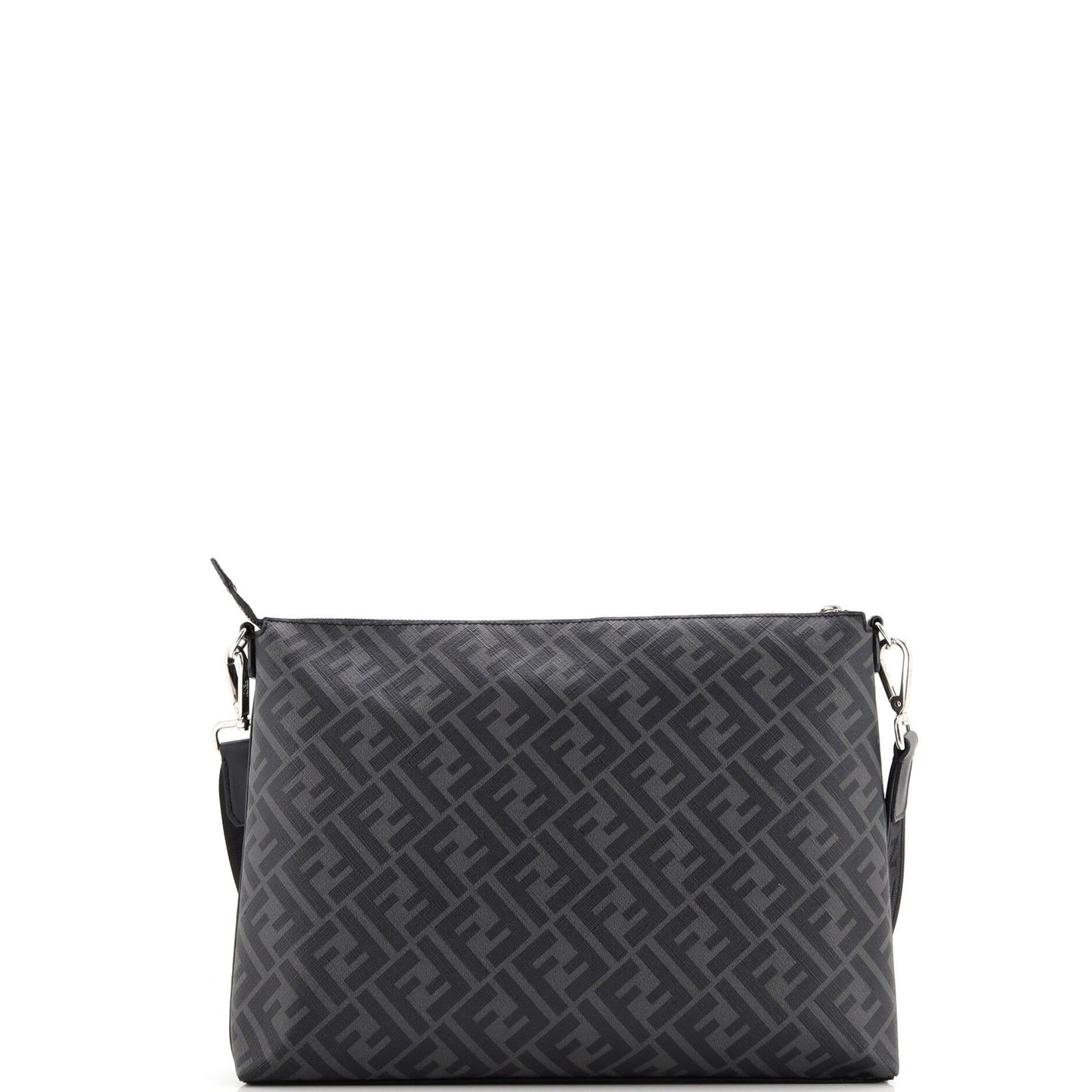 Fendi Front Zip Messenger Zucca Coated Canvas And Leather Large