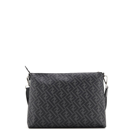 Fendi Front Zip Messenger Zucca Coated Canvas And Leather Large